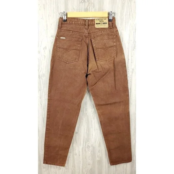 Vintage 90s Jordache Jean Mom Jean Tapered Leg High Waist Relaxed Brown Denim - Picture 6 of 8